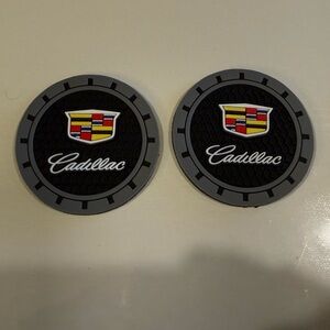 Cadillac Car Cup Coasters in Black and Gray Set of 2 NWT